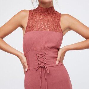FREE PEOPLE High Society Lace Neck Bodycon Mini Dress